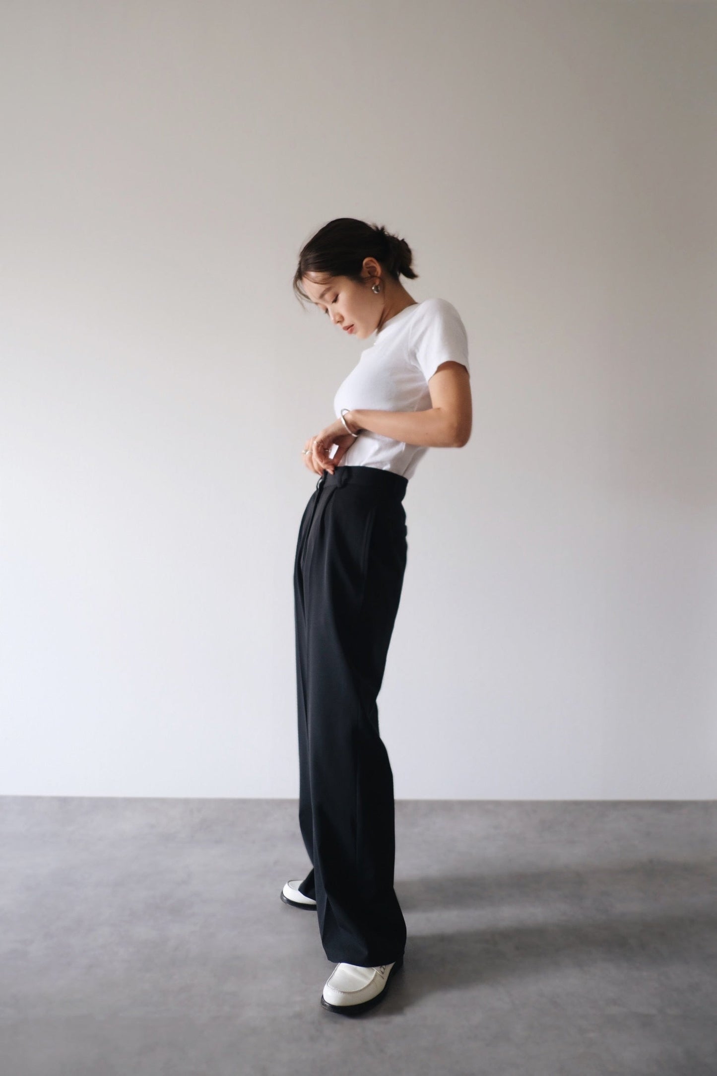 DRY GABA SLACKS BLACK【SAMPLE】