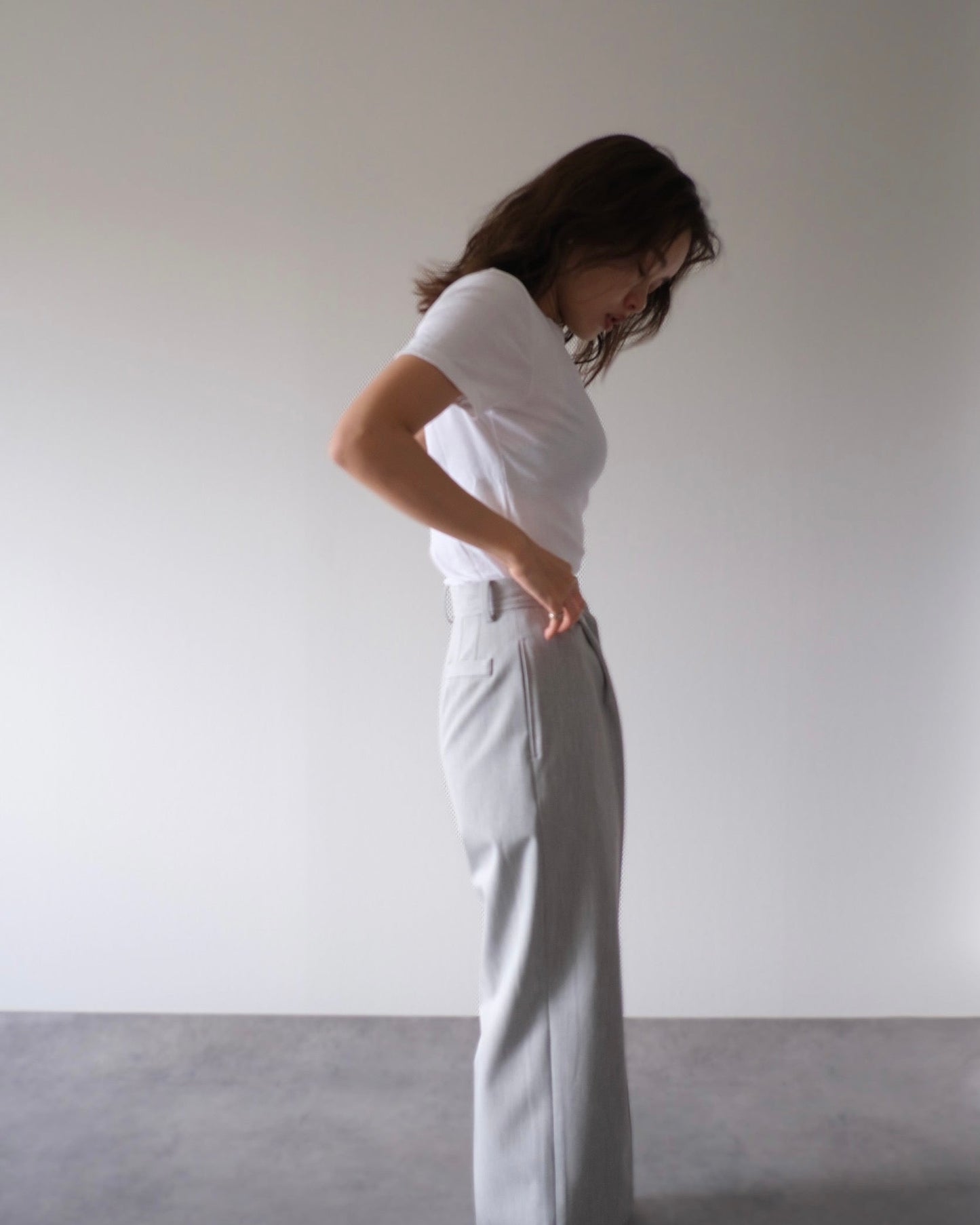 DRY GABA SLACKS GRAY【SAMPLE】
