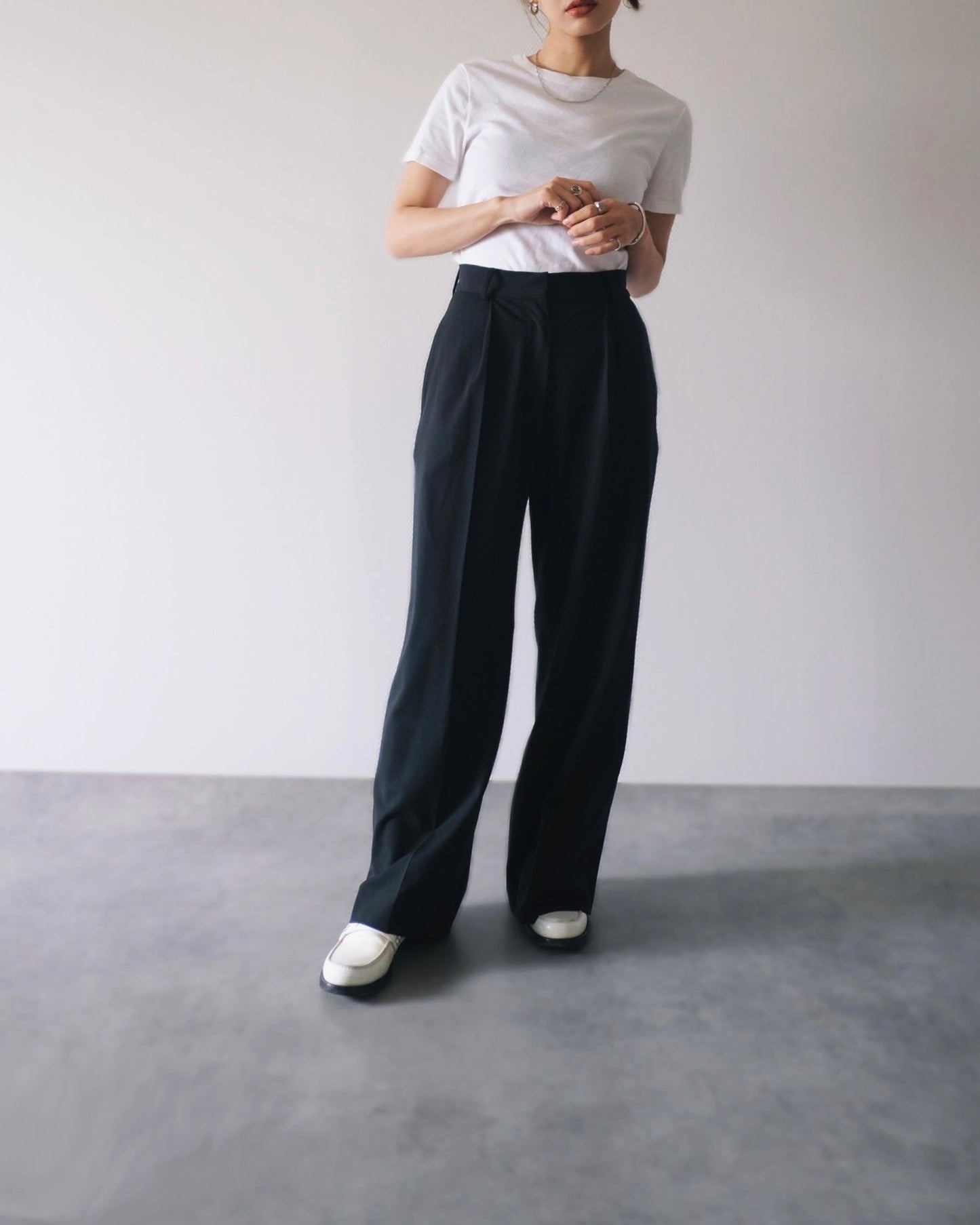 DRY GABA SLACKS BLACK【SAMPLE】