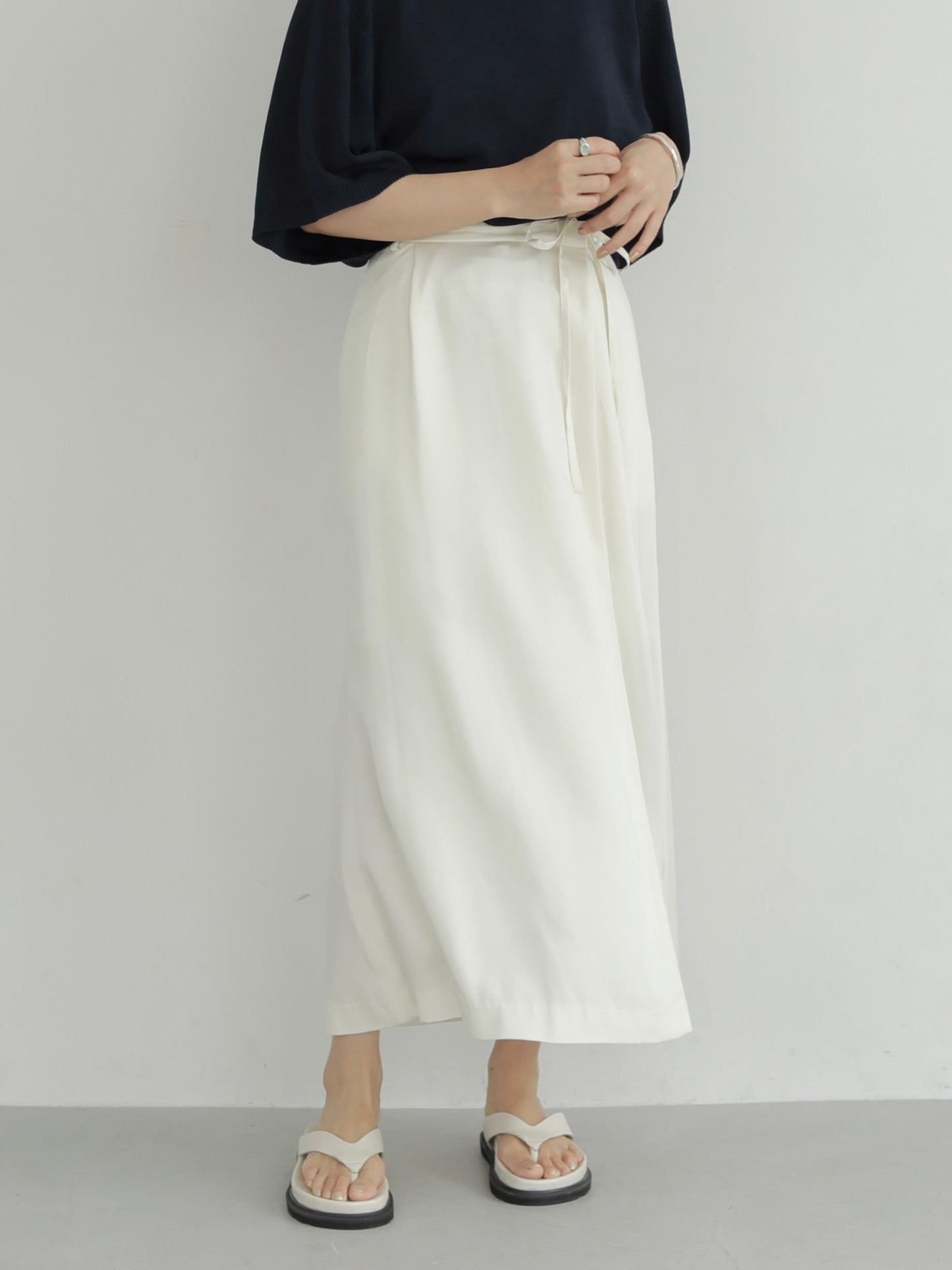 CUPRA SATIN WRAP SKIRT WHITE