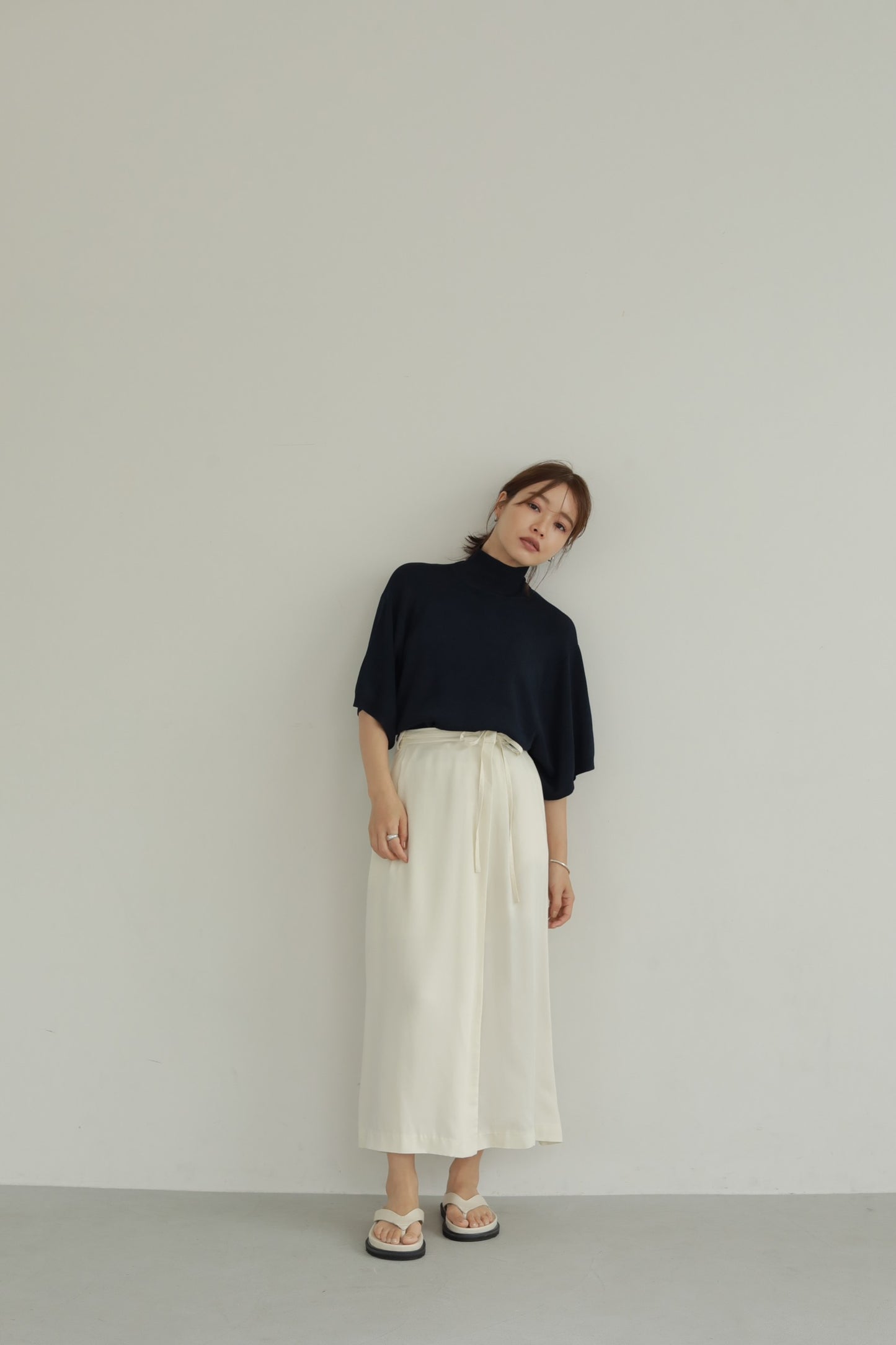 CUPRA SATIN WRAP SKIRT WHITE
