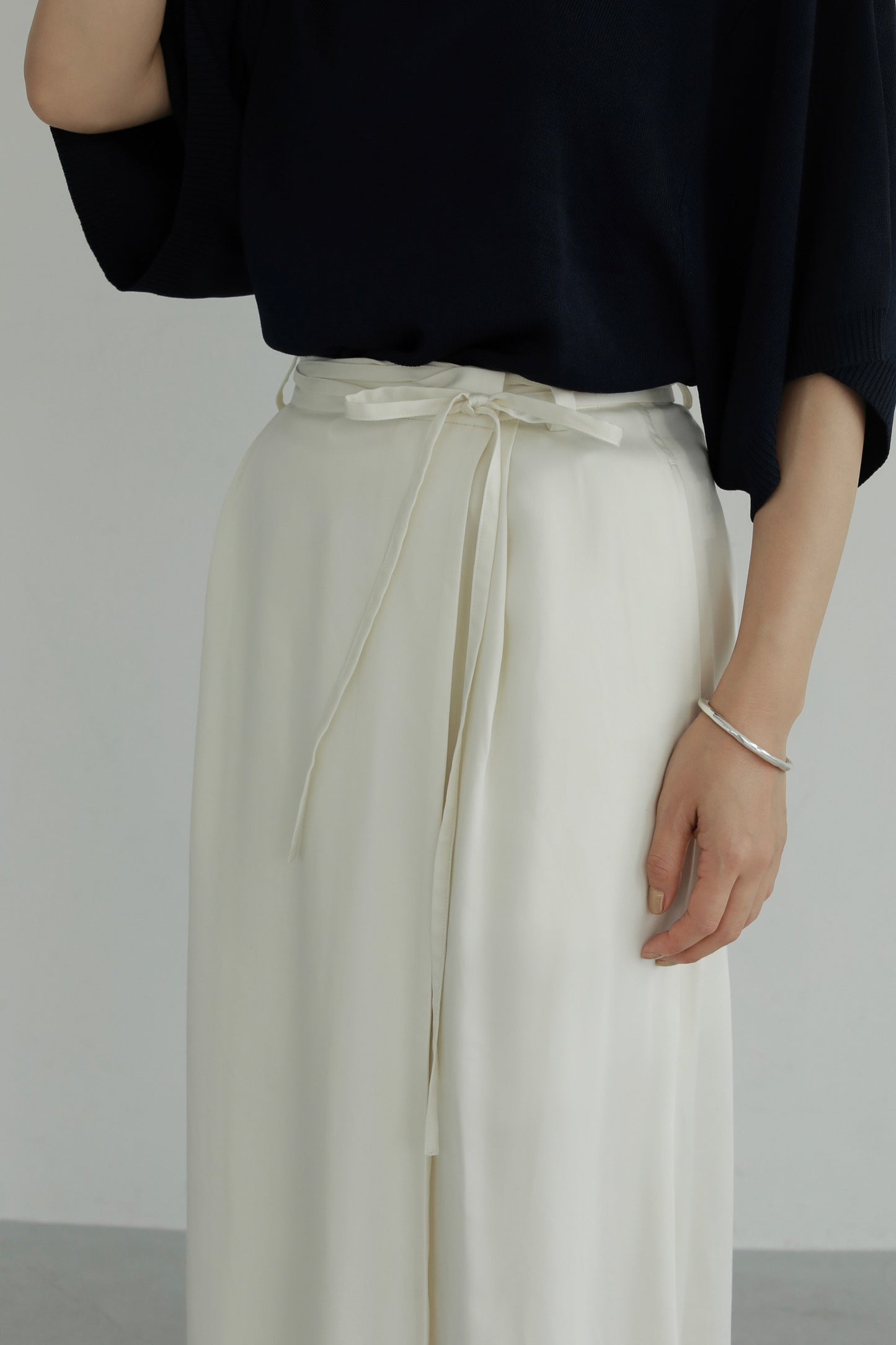 CUPRA SATIN WRAP SKIRT WHITE
