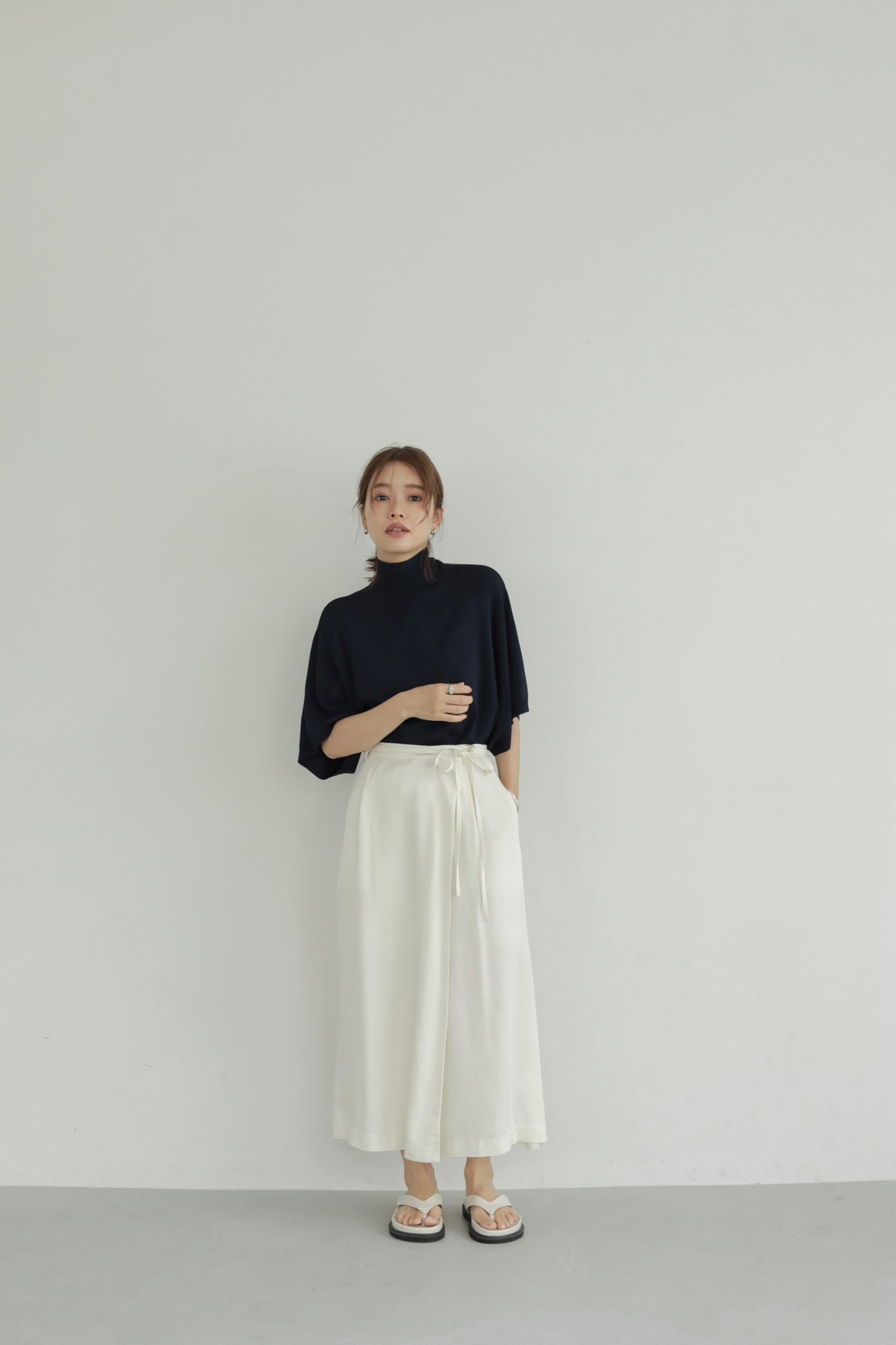 CUPRA SATIN WRAP SKIRT WHITE