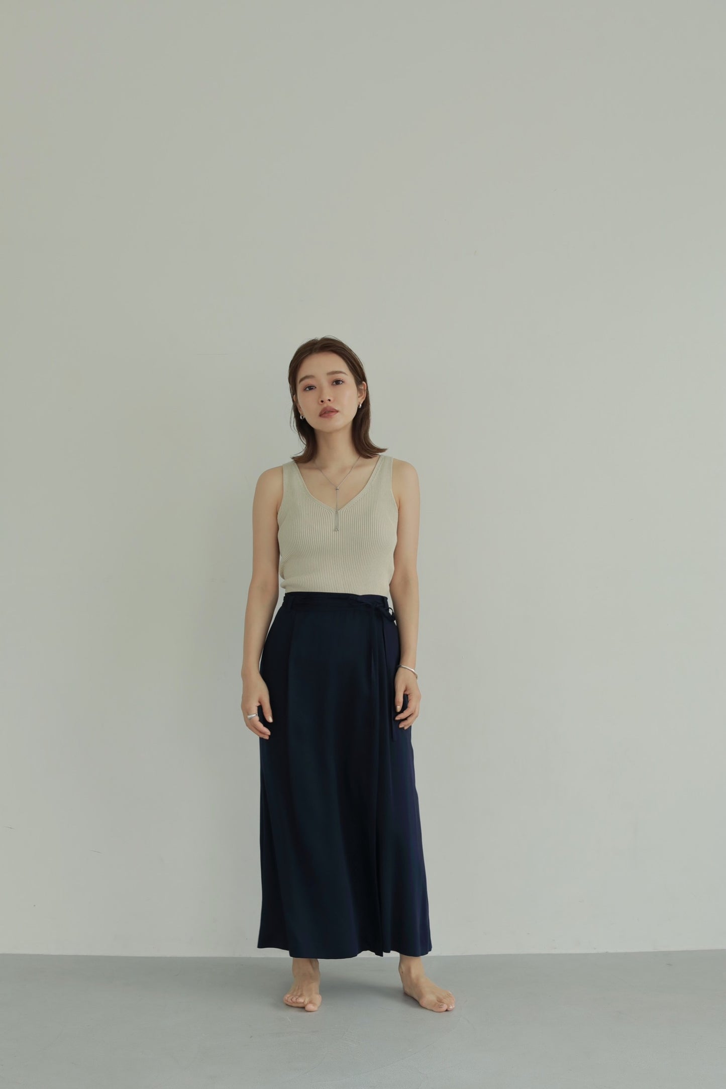 CUPRA SATIN WRAP SKIRT NAVY